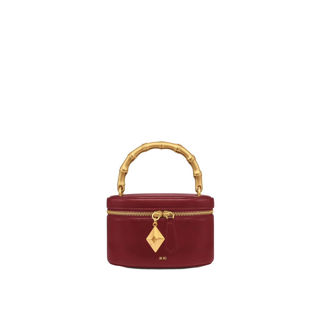 JW PEI Natalie Metal Geometric Pendant Handle Bag - Burgundy
