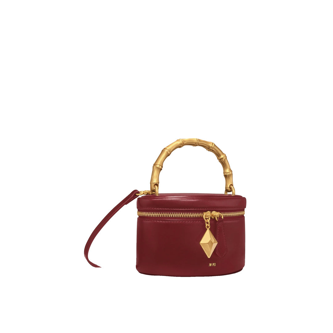JW PEI Natalie Metal Geometric Pendant Handle Bag - Burgundy