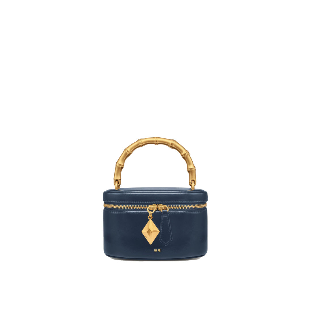JW PEI Natalie Metal Geometric Pendant Handle Bag - Navy