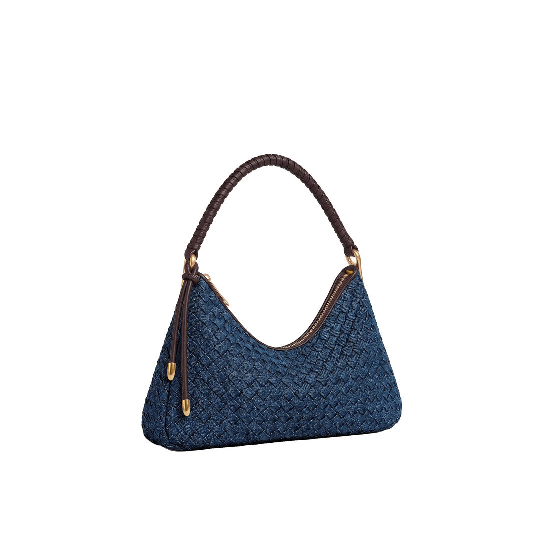 JW PEI Lorena Woven Denim Shoulder Bag - Dark Blue