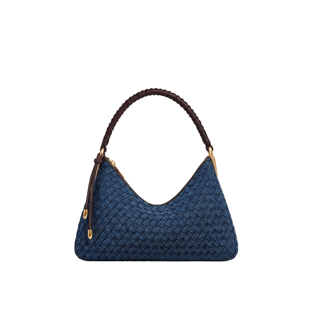 JW PEI Lorena Woven Denim Shoulder Bag - Dark Blue
