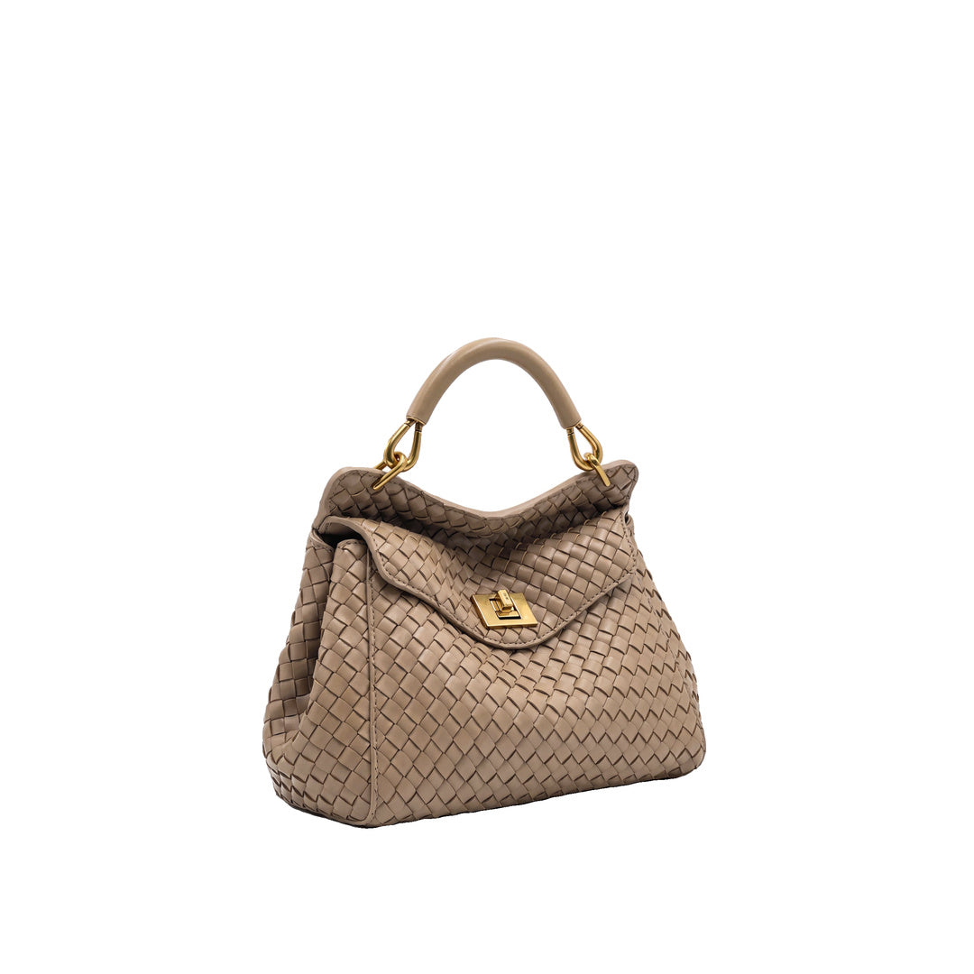 JW PEI Lucia Classic Woven Top Handle Bag - Taupe