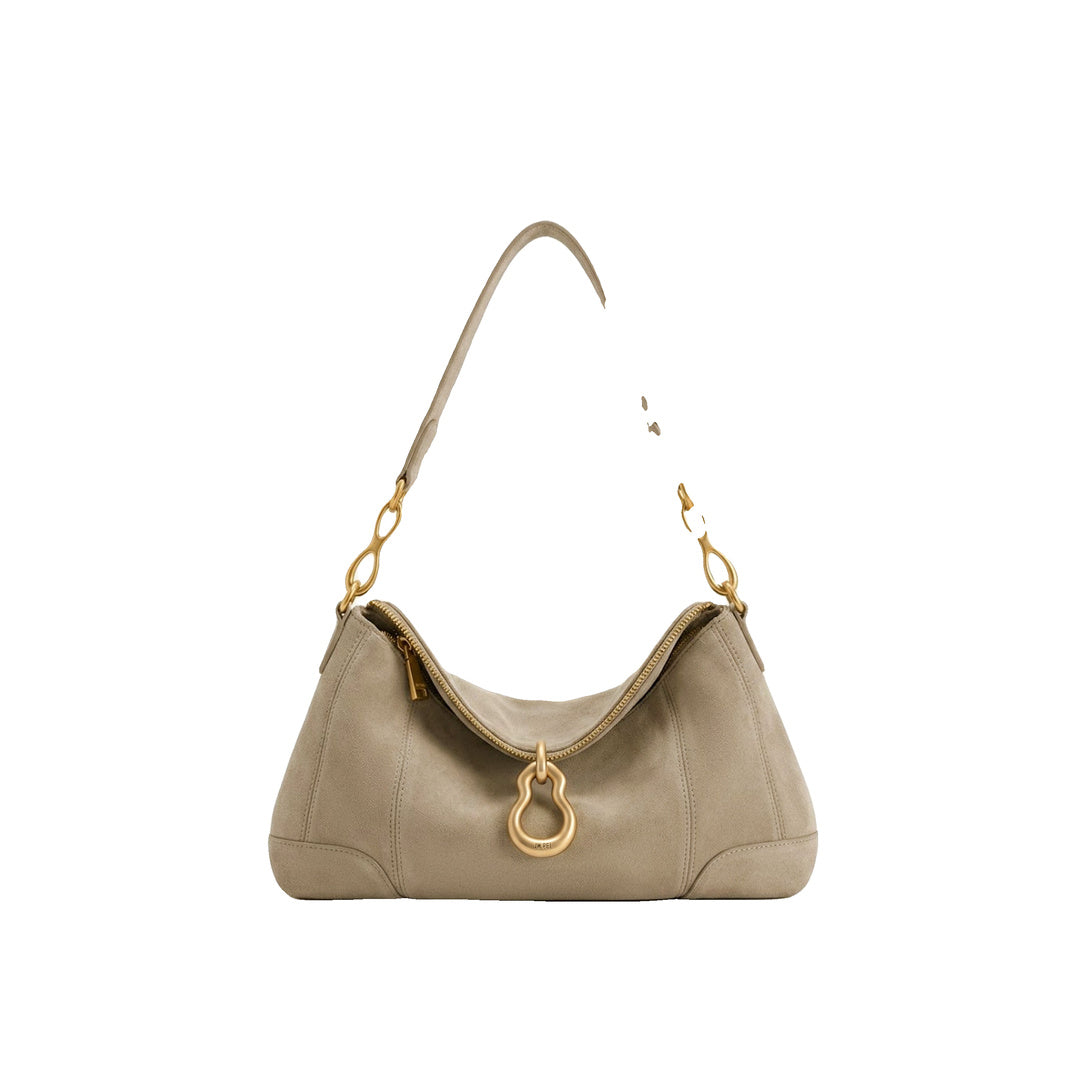 JW PEI Jayla Faux Suede Metal Pendant Embellished Shoulder Bag - Grey