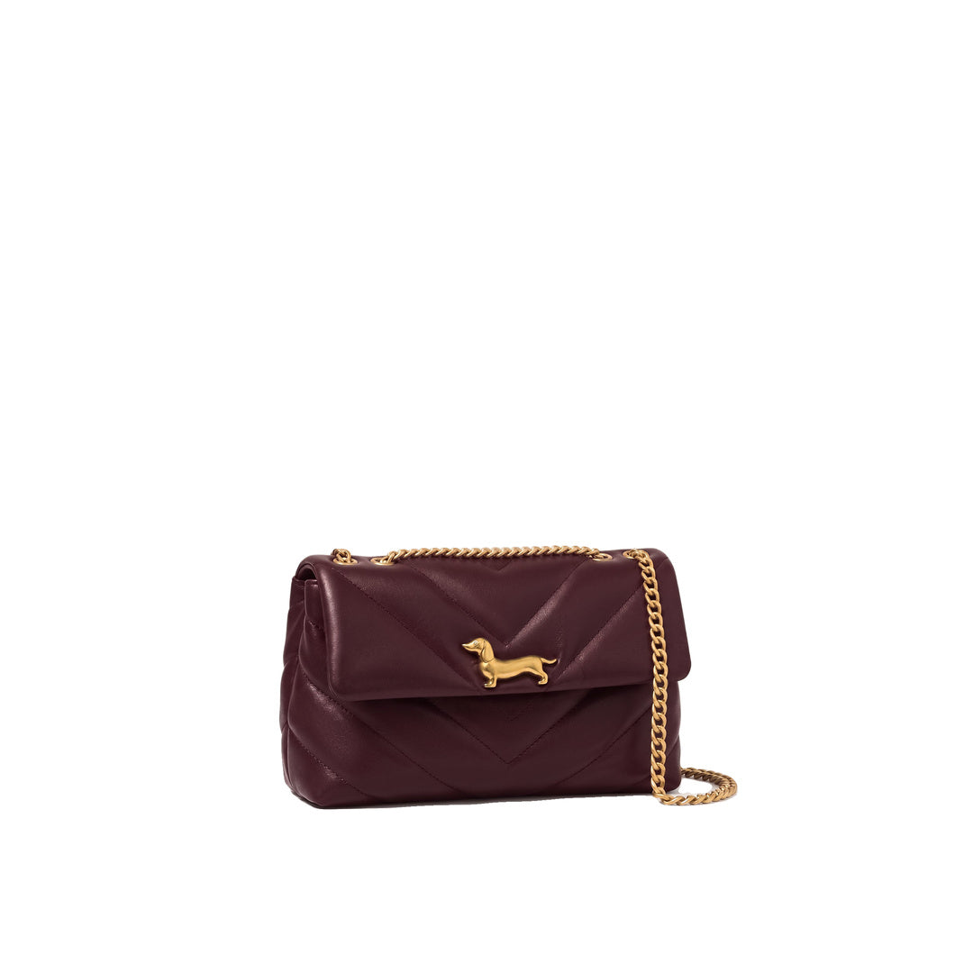 JW PEI Riley Dachshund Quilted Flap Shoulder Bag - Deep Burgundy