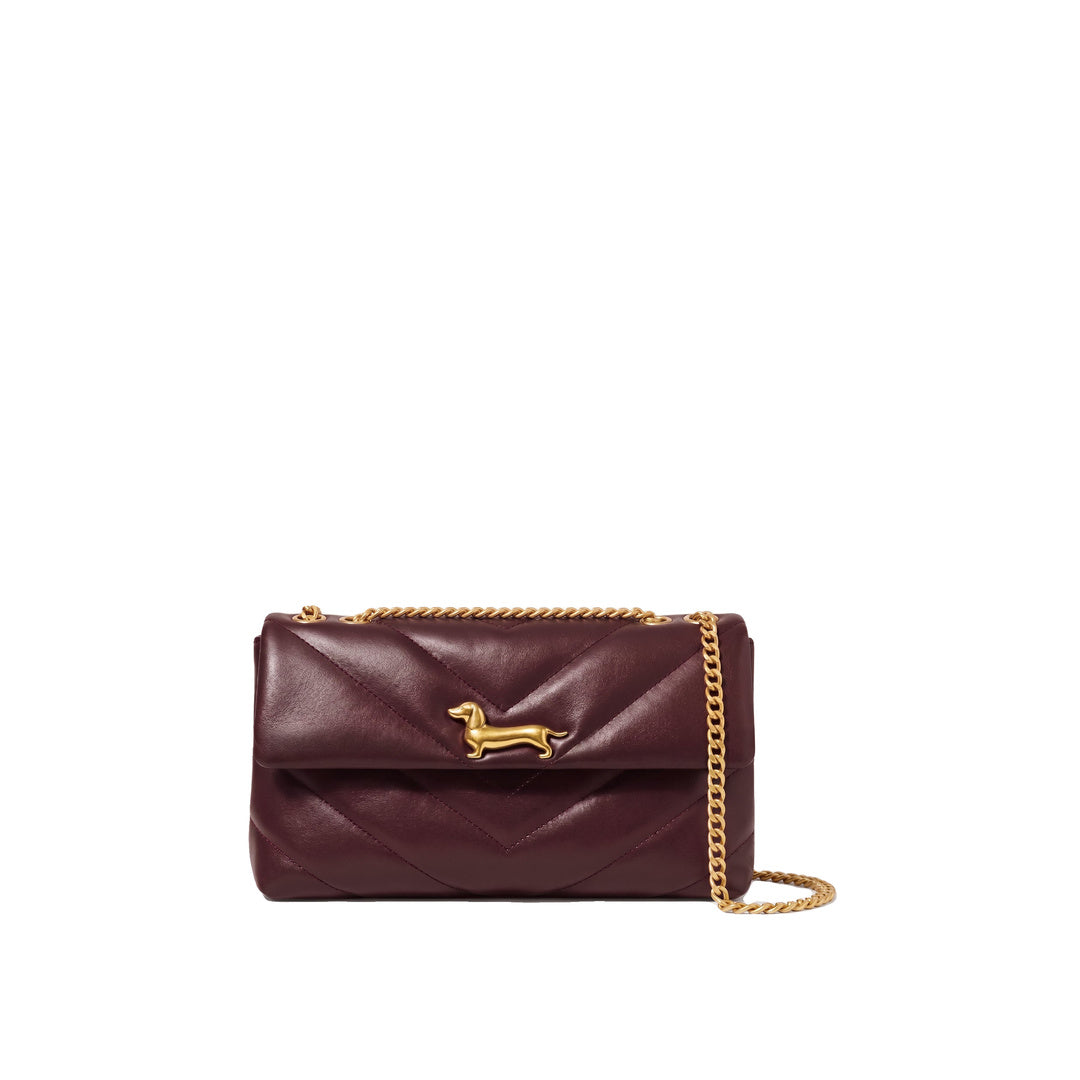 JW PEI Riley Dachshund Quilted Flap Shoulder Bag - Deep Burgundy