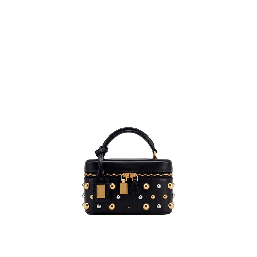 JW PEI Cleo Studded Box Shape Top Handle Bag - Black
