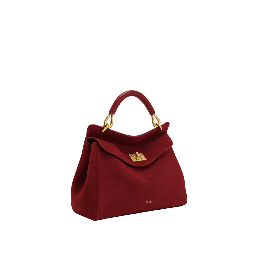 JW PEI Lucia Classic Faux Suede Top Handle Bag - Deep Burgundy