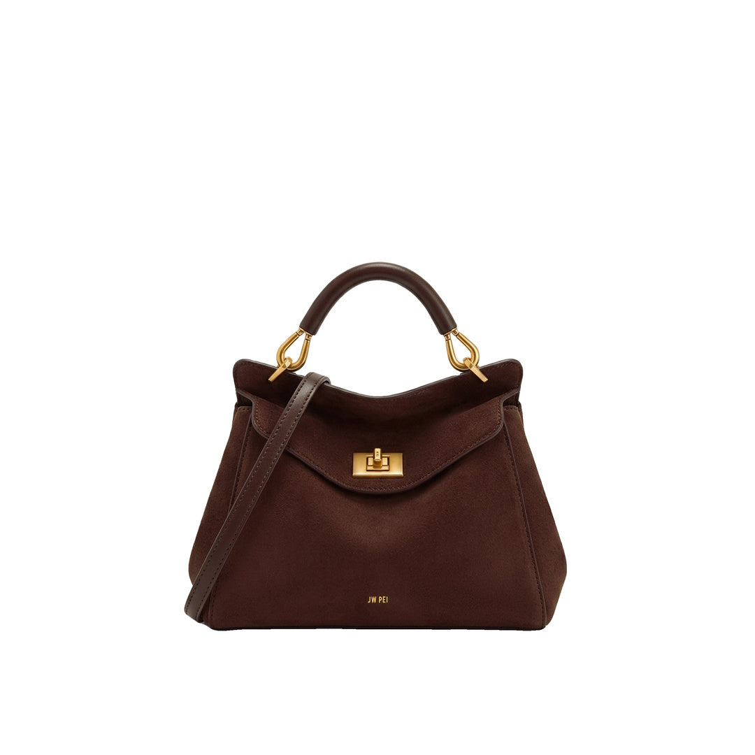 JW PEI Lucia Classic Faux Suede Top Handle Bag - Dark Brown