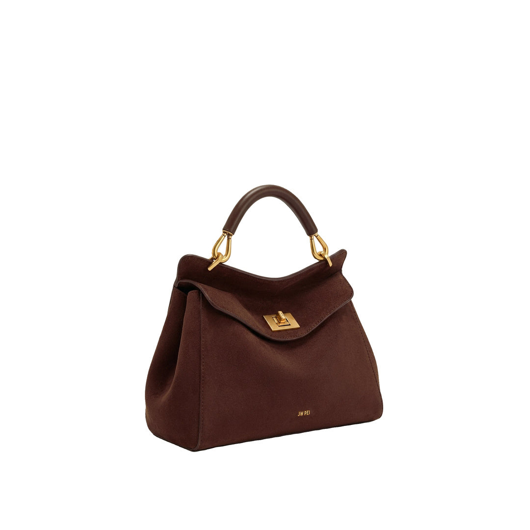 JW PEI Lucia Classic Faux Suede Top Handle Bag - Dark Brown