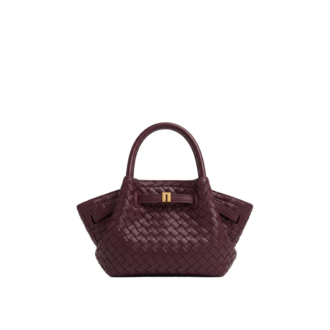JW PEI Hana Mini Woven Tote Bag - Dark Burgundy