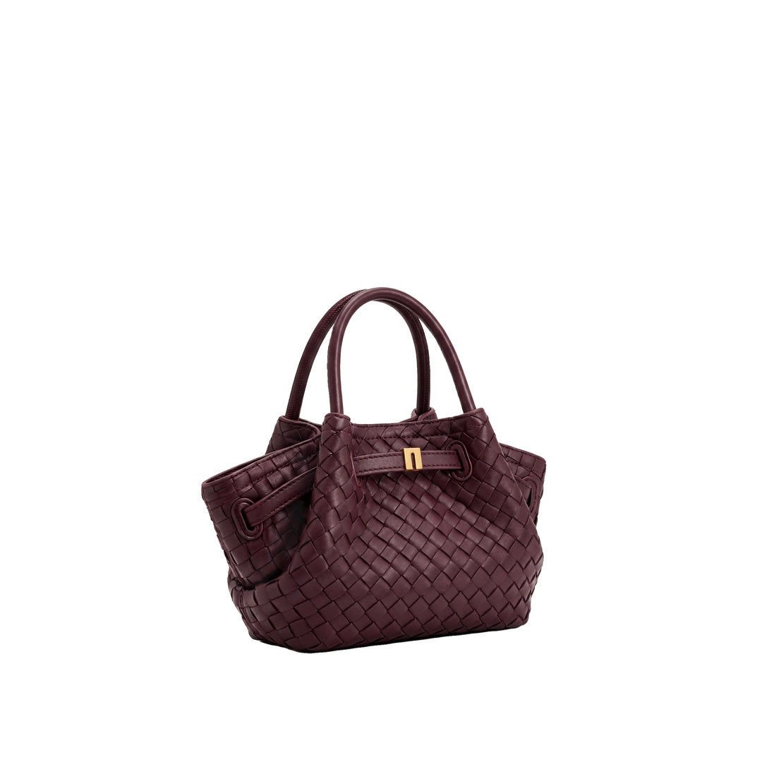 JW PEI Hana Mini Woven Tote Bag - Dark Burgundy