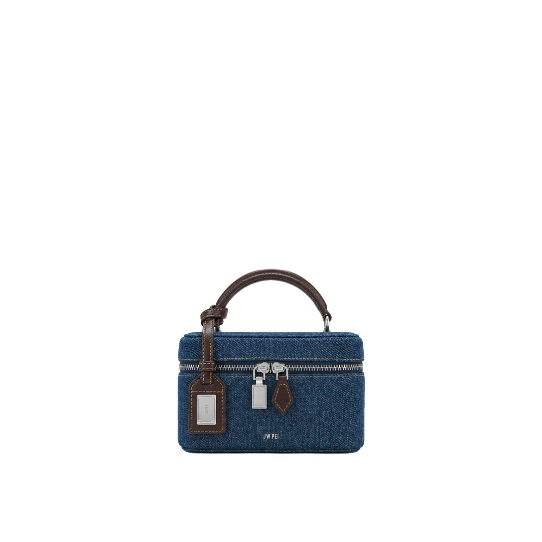 JW PEI Cleo Box Shape Top Handle Bag - Dark Blue Denim