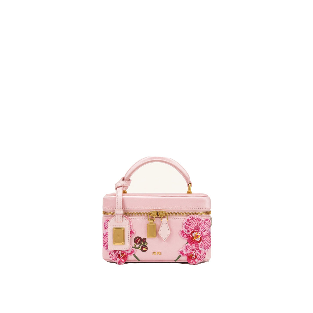 JW PEI Cleo Embroidered Box Shape Top Handle Bag - Sakura Pink