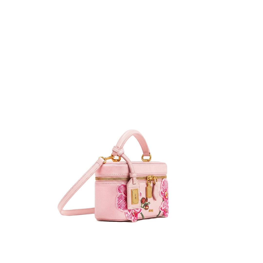 JW PEI Cleo Embroidered Box Shape Top Handle Bag - Sakura Pink