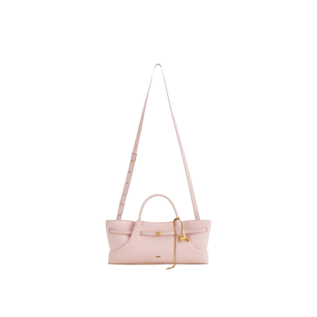 JW PEI Maeve Dachshund Metal Charm Faux Suede Tote Bag - Pink