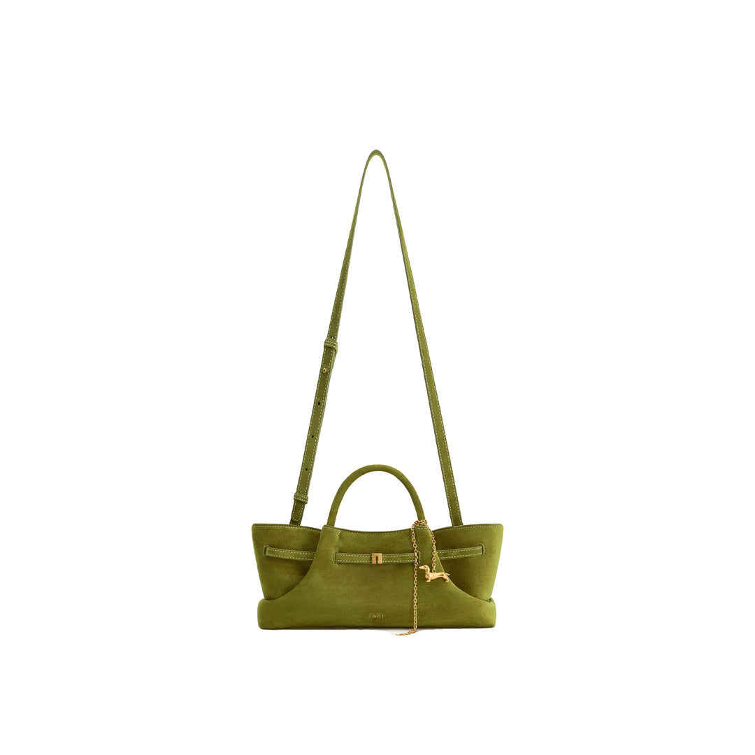 JW PEI Maeve Dachshund Metal Charm Faux Suede Tote Bag - Olive Green