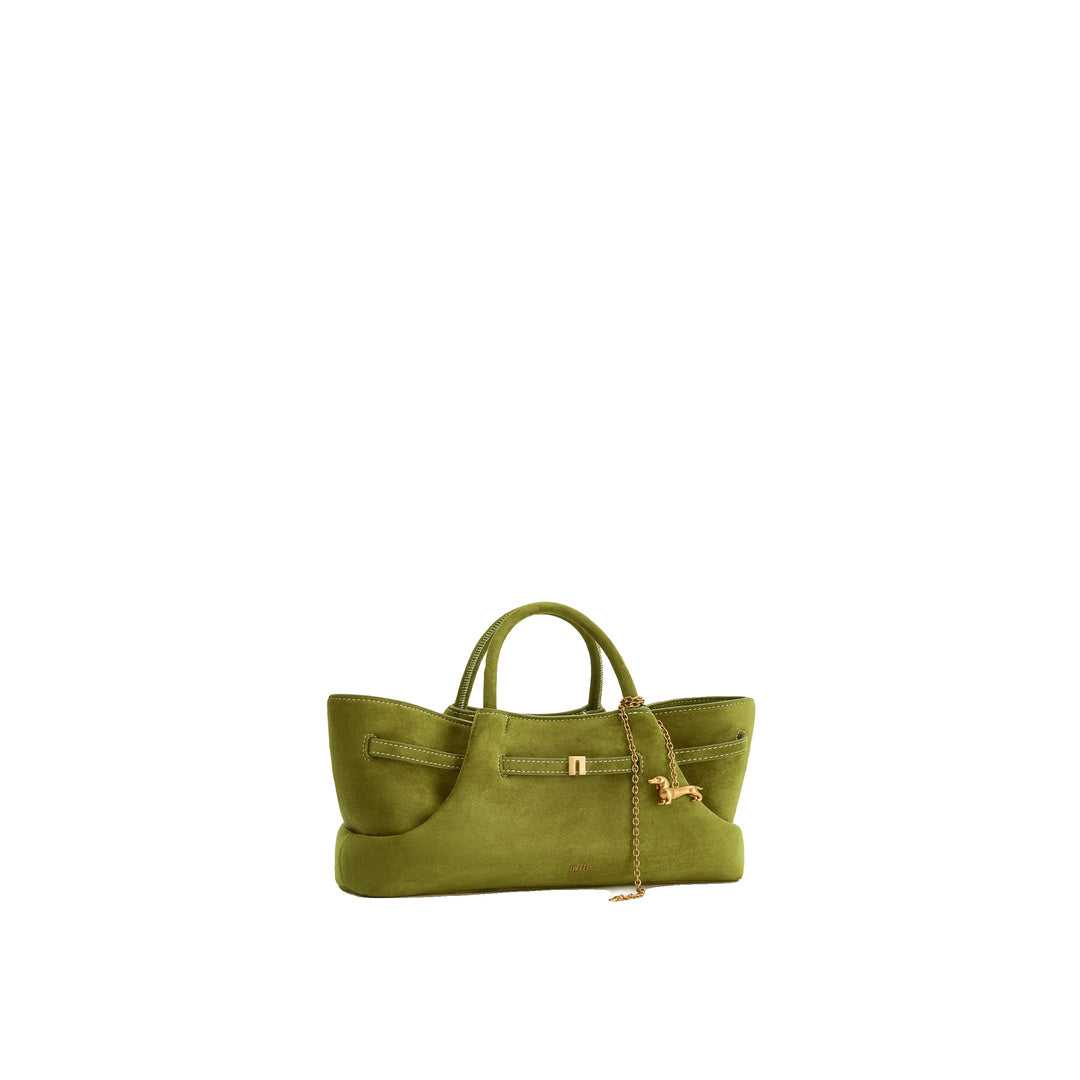JW PEI Maeve Dachshund Metal Charm Faux Suede Tote Bag - Olive Green