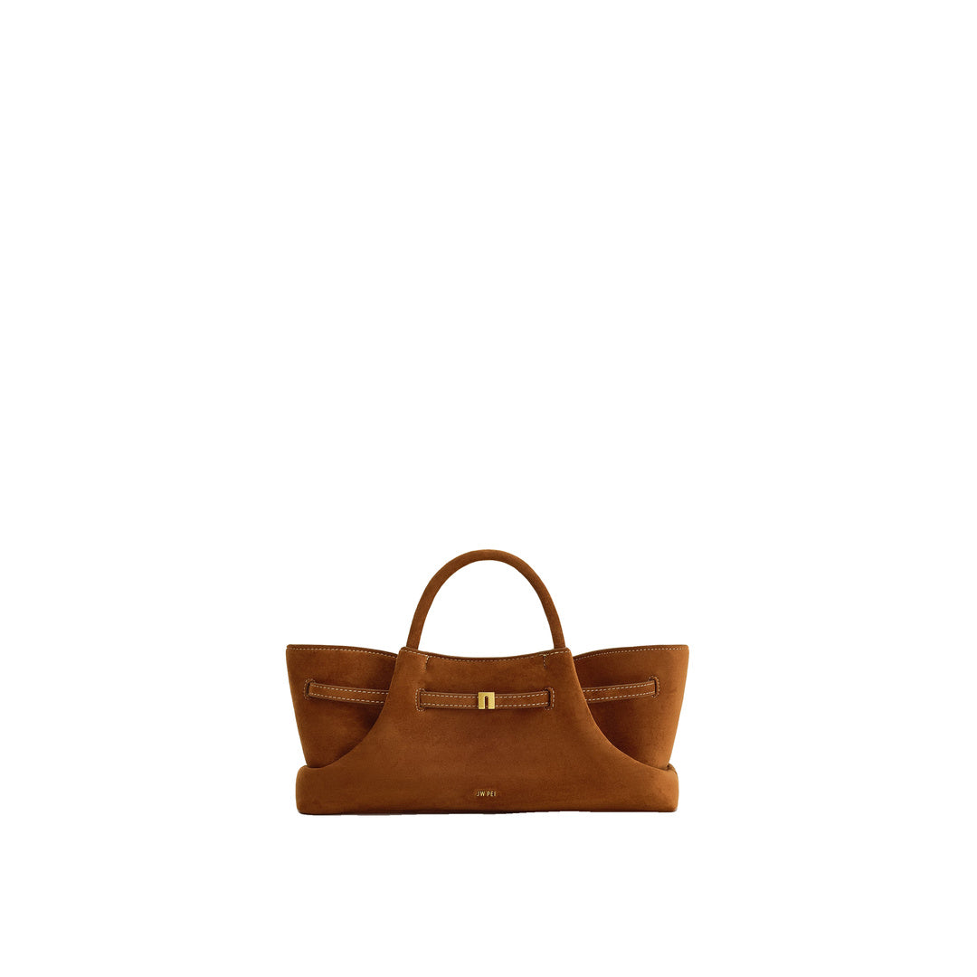 JW PEI Maeve Dachshund Metal Charm Faux Suede Tote Bag - Brown