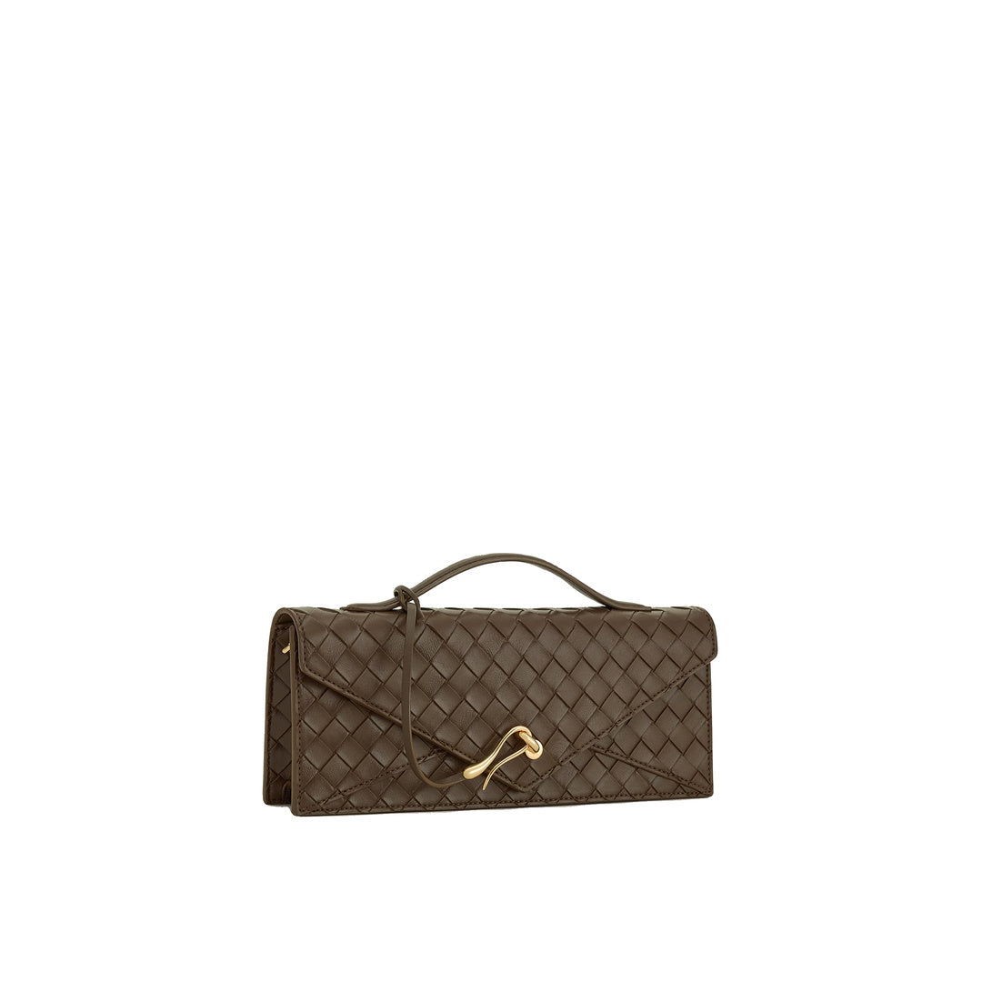 JW PEI Celeste Woven Textured Envelope Top Handle Bag - Mocha Brown
