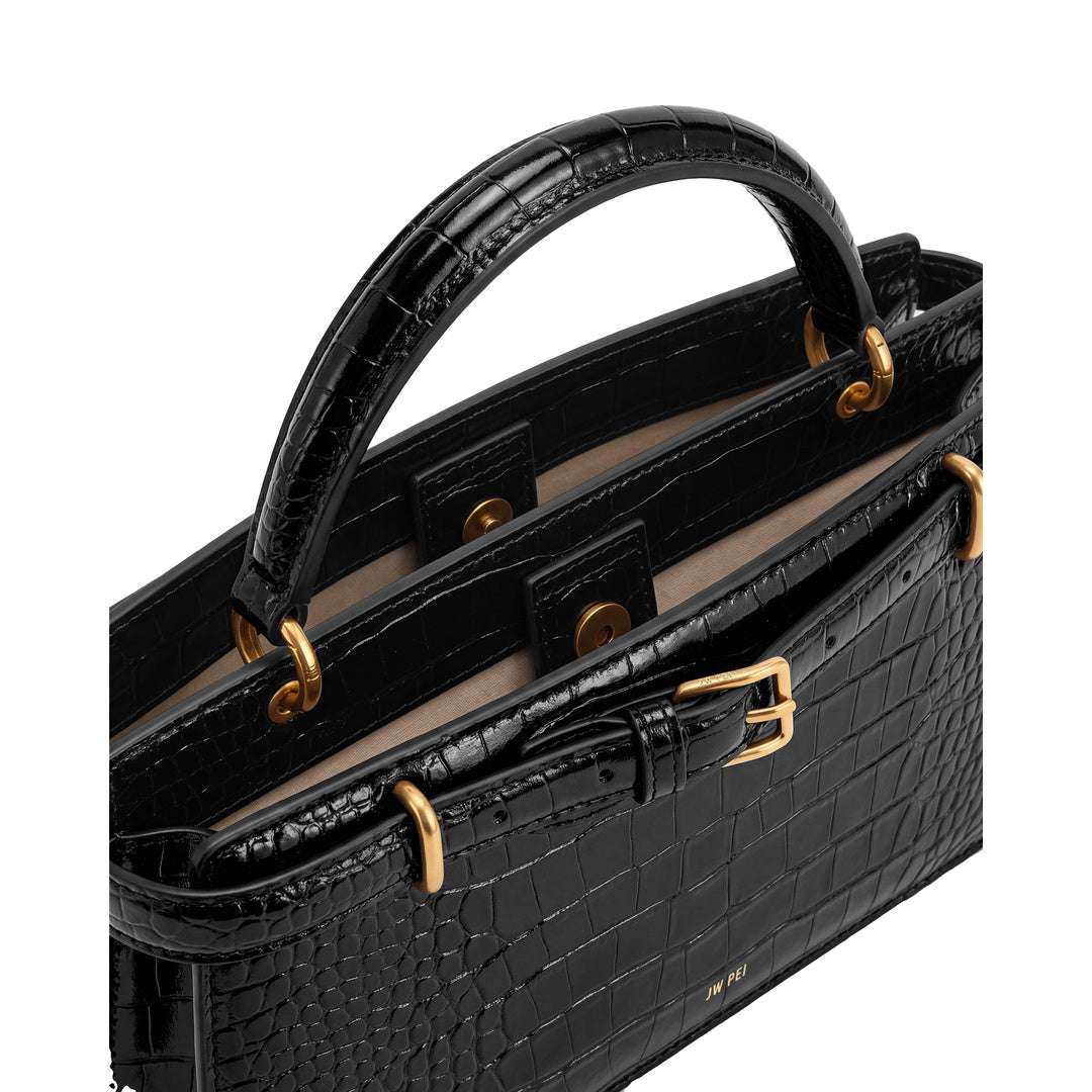 JW PEI Elena Classic Top Handle Bag - Black Croc