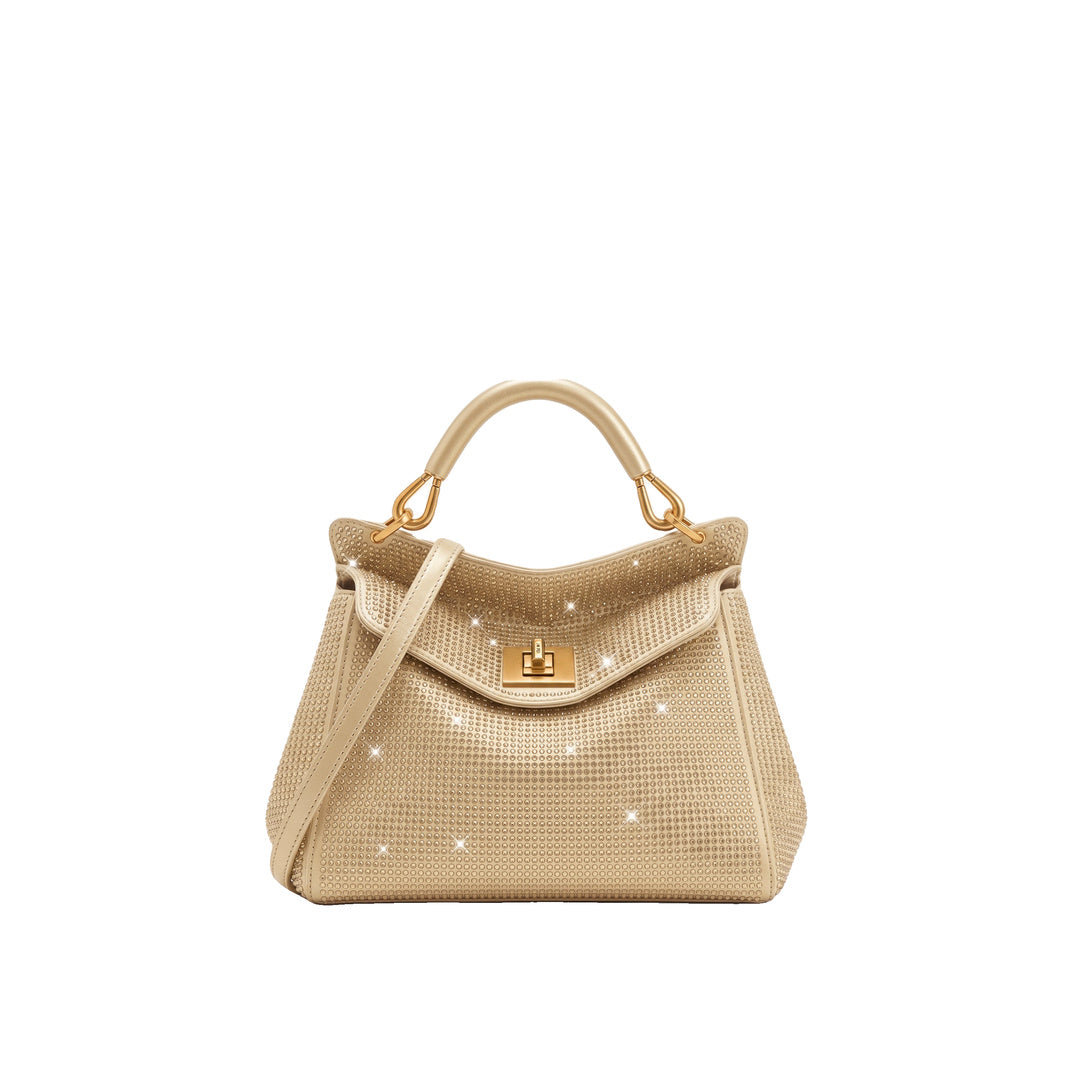 JW PEI Lucia Classic Artificial Crystal Top Handle Bag - Champagne