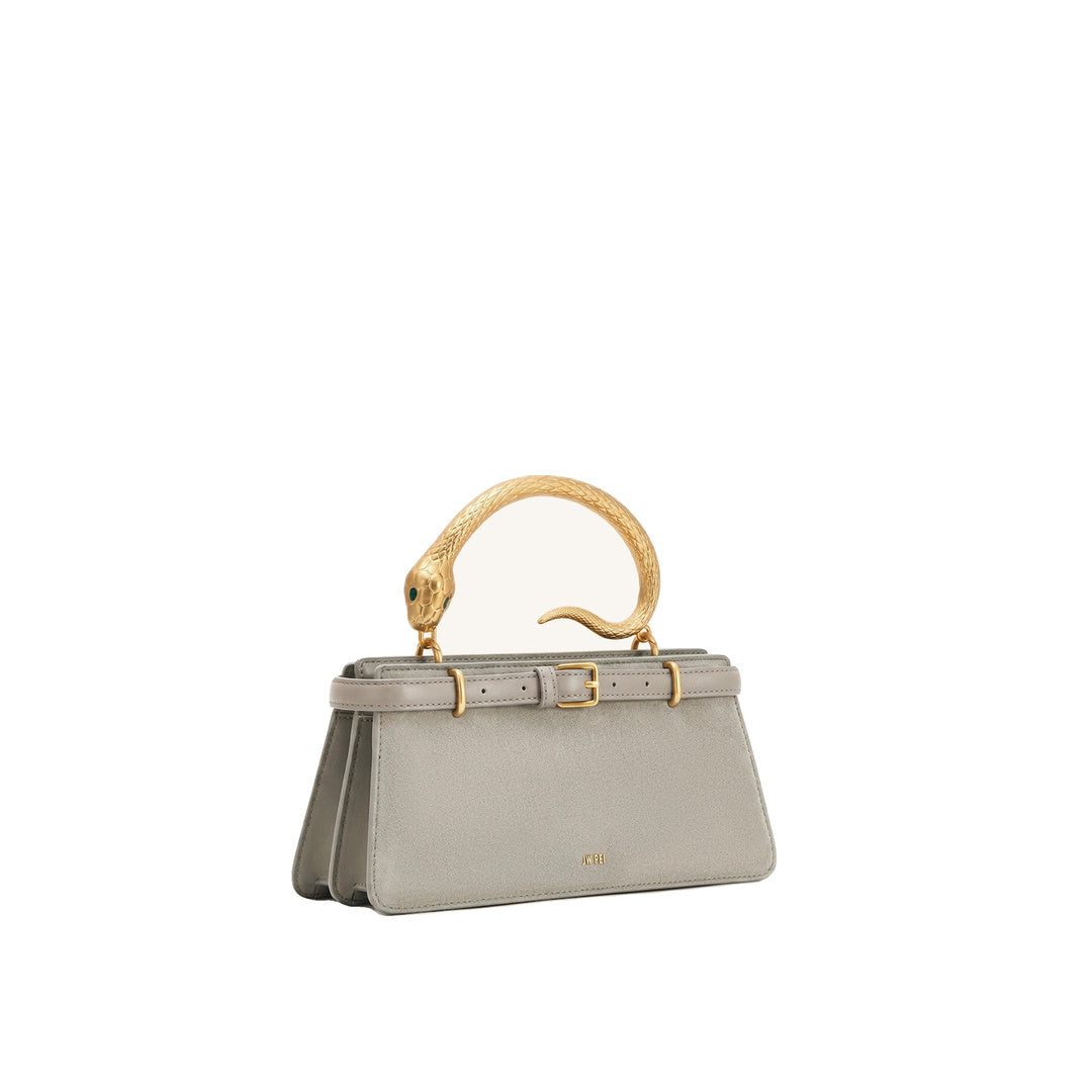 JW PEI Elena Snake Handle Faux Suede Top Handle Bag - Taupe
