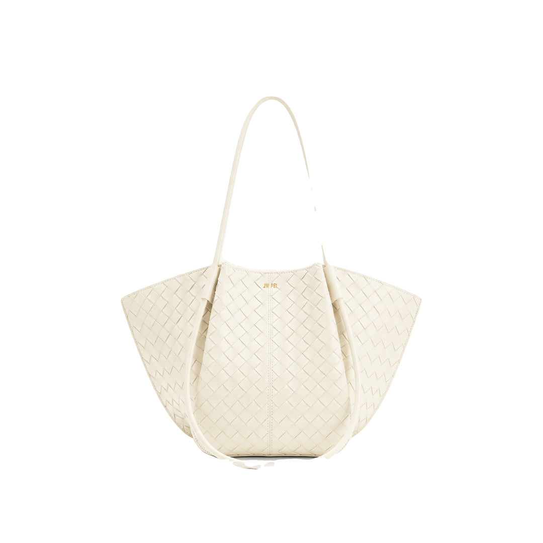 JW PEI Nala Woven Texture Wide Tote Bag - Off-White