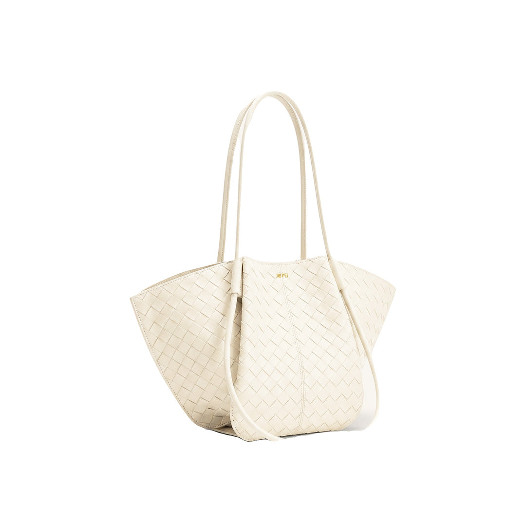 JW PEI Nala Woven Texture Wide Tote Bag - Off-White
