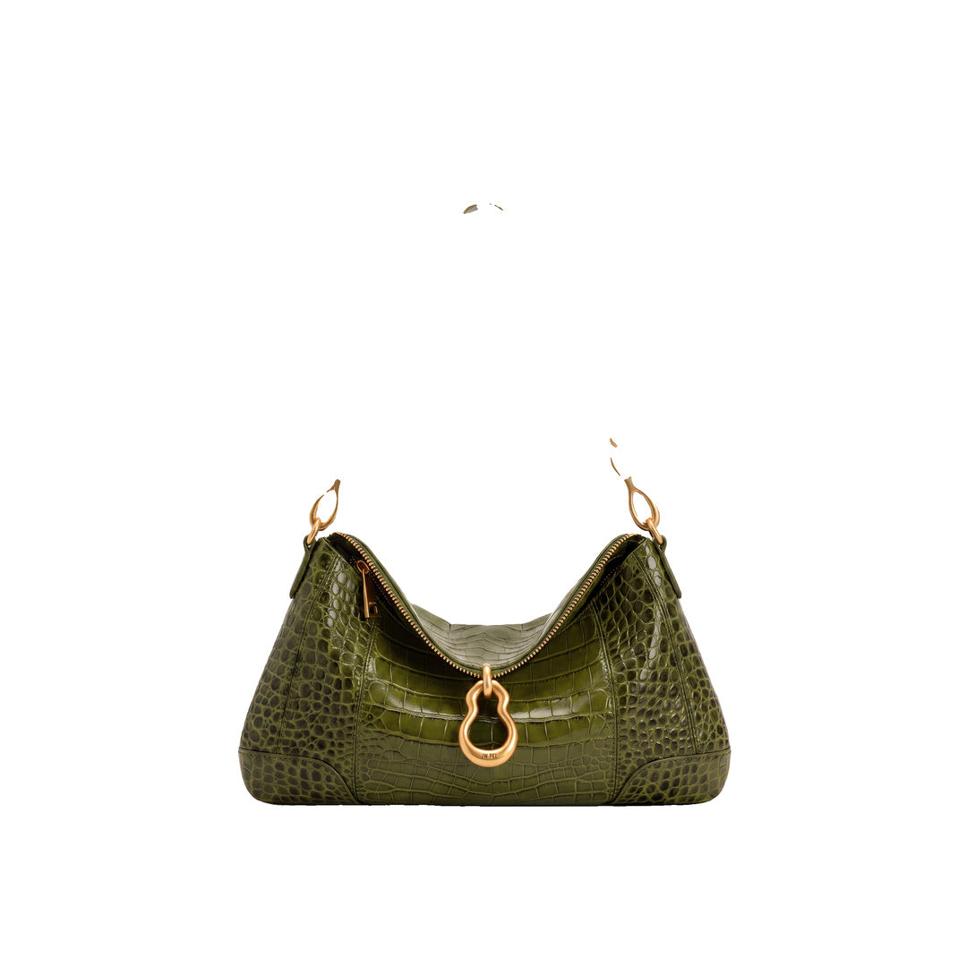 JW PEI Jayla Metal Pendant Embellished Shoulder Bag - Green Croc
