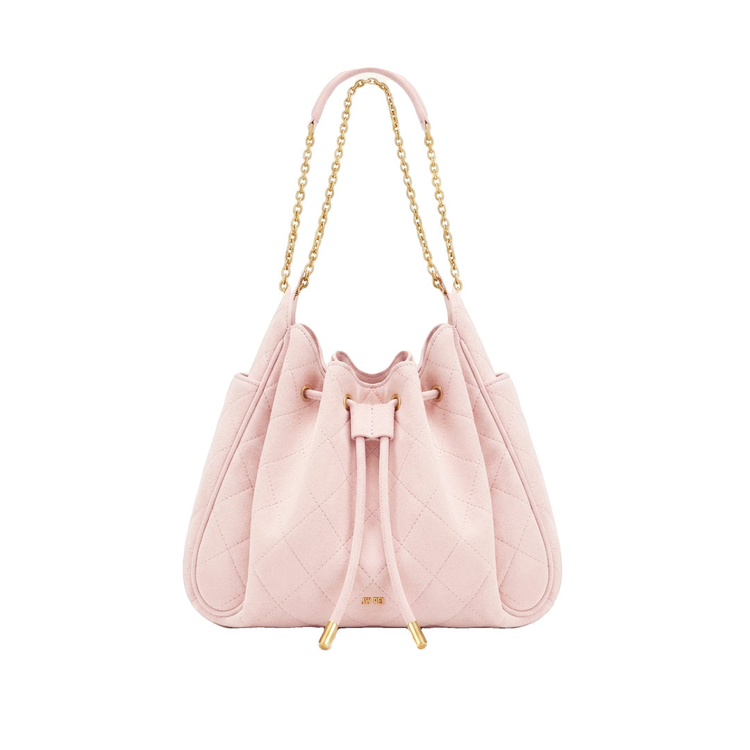 JW PEI Rowan Faux Suede Quilted Chain Bucket Bag - Pink