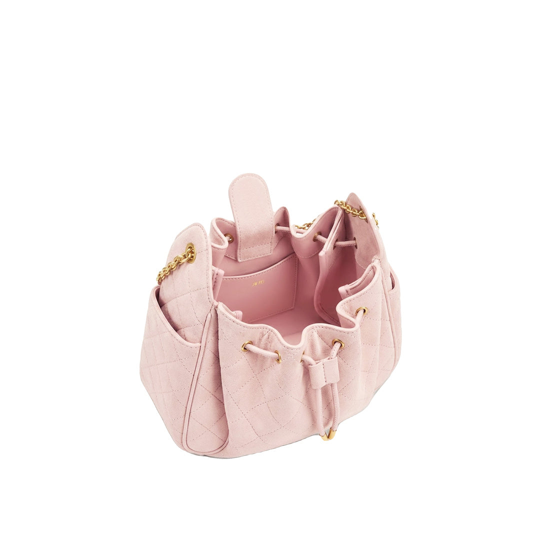 JW PEI Rowan Faux Suede Quilted Chain Bucket Bag - Pink