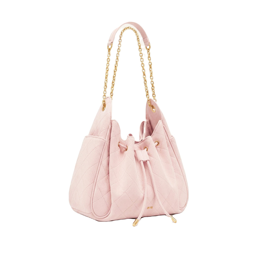 JW PEI Rowan Faux Suede Quilted Chain Bucket Bag - Pink