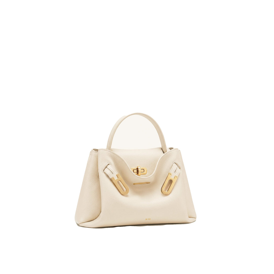 JW PEI Rhea Small Pebbled Double Buckle Shoulder Bag - White