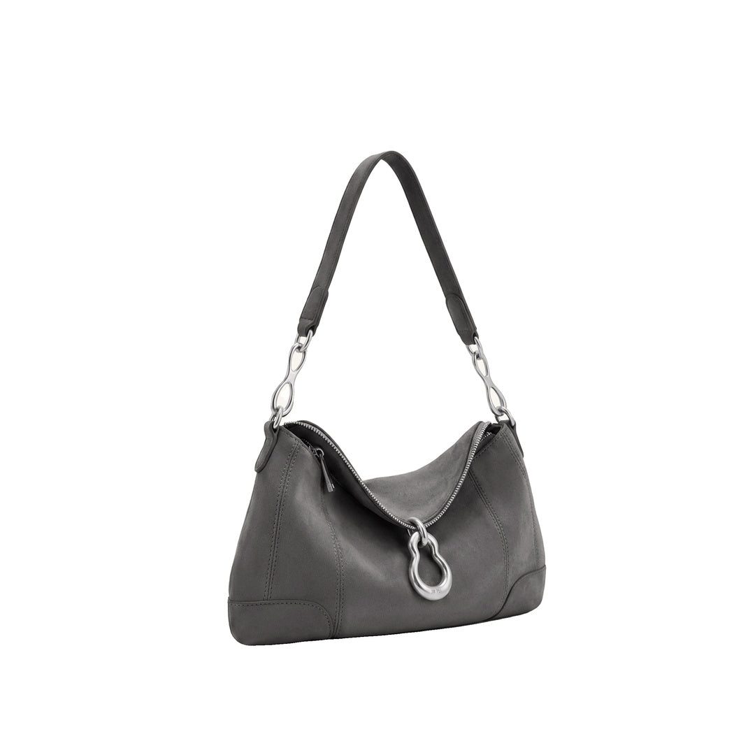 JW PEI Jayla Faux Suede Metal Pendant Embellished Shoulder Bag - Dark Grey