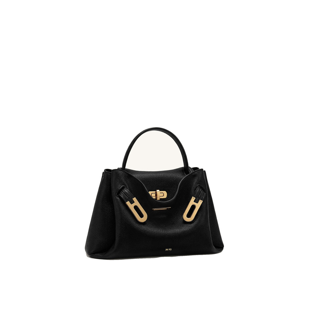 JW PEI Rhea Small Pebbled Double Buckle Shoulder Bag - Black