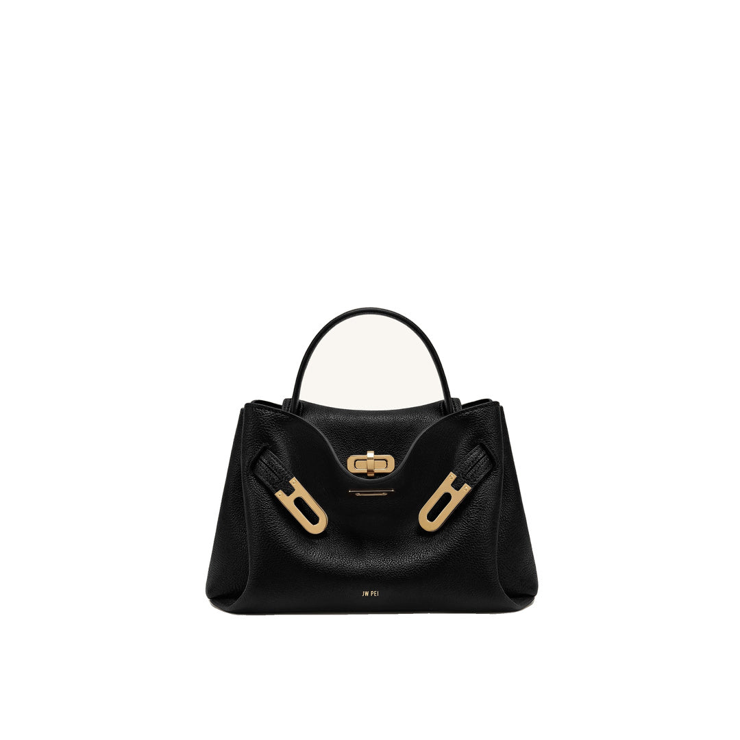 JW PEI Rhea Small Pebbled Double Buckle Shoulder Bag - Black