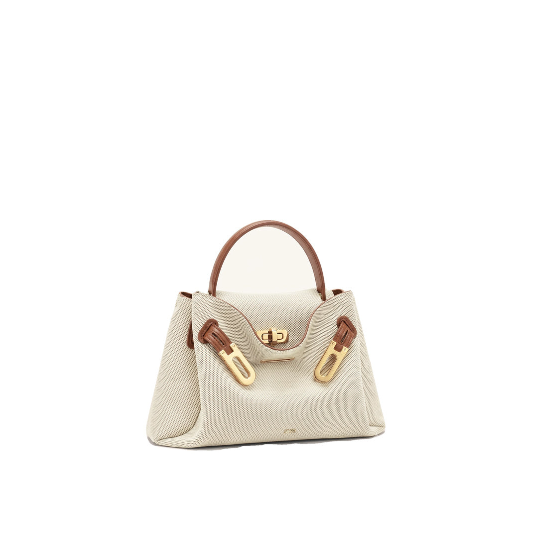 JW PEI Rhea Small Double Buckle Shoulder Bag - Brown Canvas