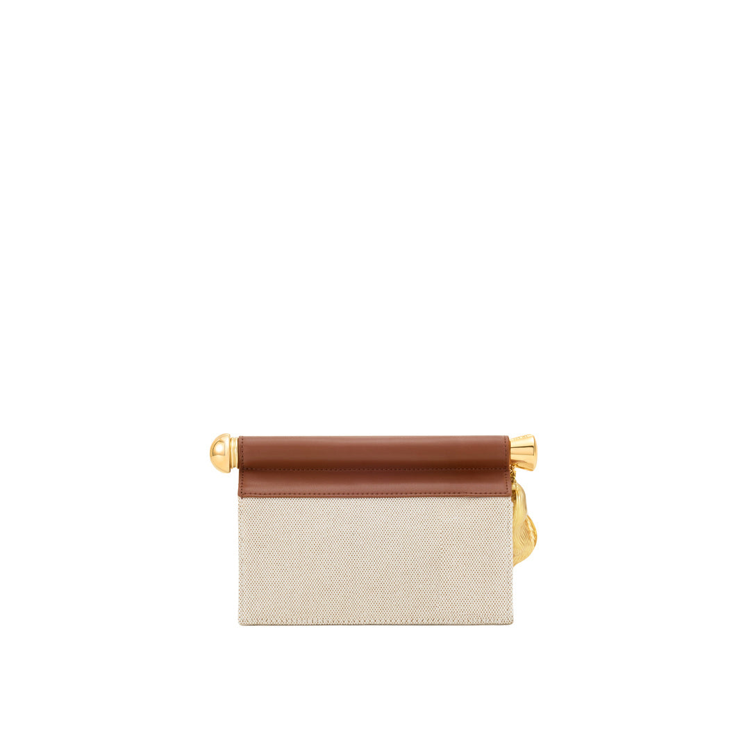 JW PEI Holly Metal Pendant Embellished Clutch - Brown Canvas