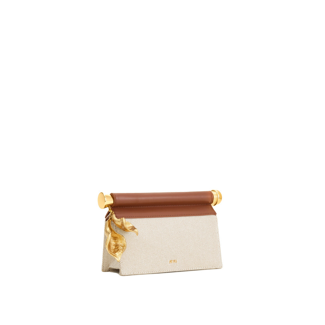 JW PEI Holly Metal Pendant Embellished Clutch - Brown Canvas