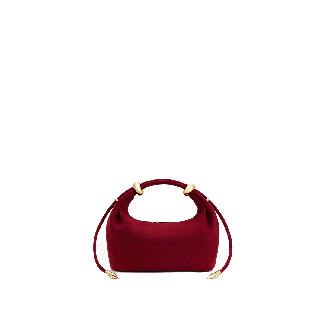 JW PEI Ellie Faux Suede Metal Ring Embellished Top Handle Bag - Burgundy