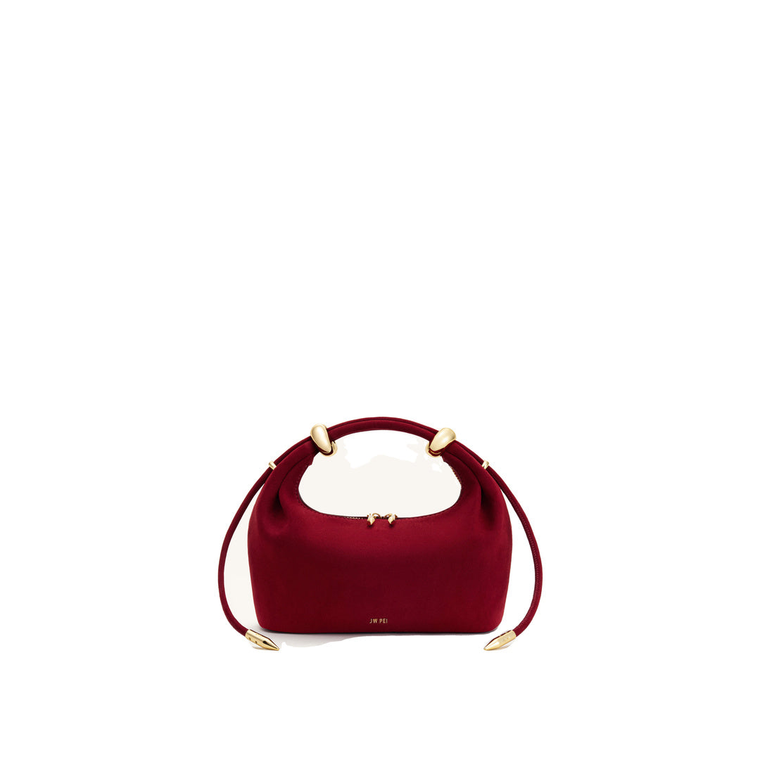 JW PEI Ellie Faux Suede Metal Ring Embellished Top Handle Bag - Burgundy