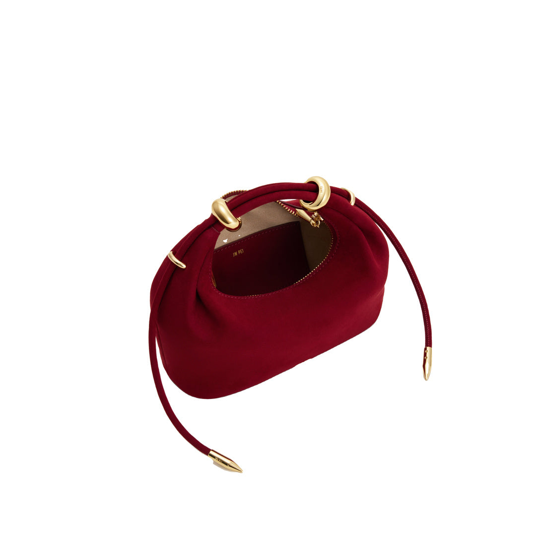 JW PEI Ellie Faux Suede Metal Ring Embellished Top Handle Bag - Burgundy