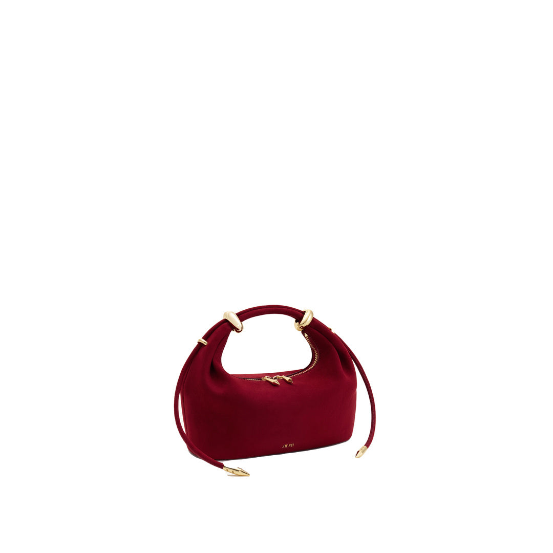JW PEI Ellie Faux Suede Metal Ring Embellished Top Handle Bag - Burgundy