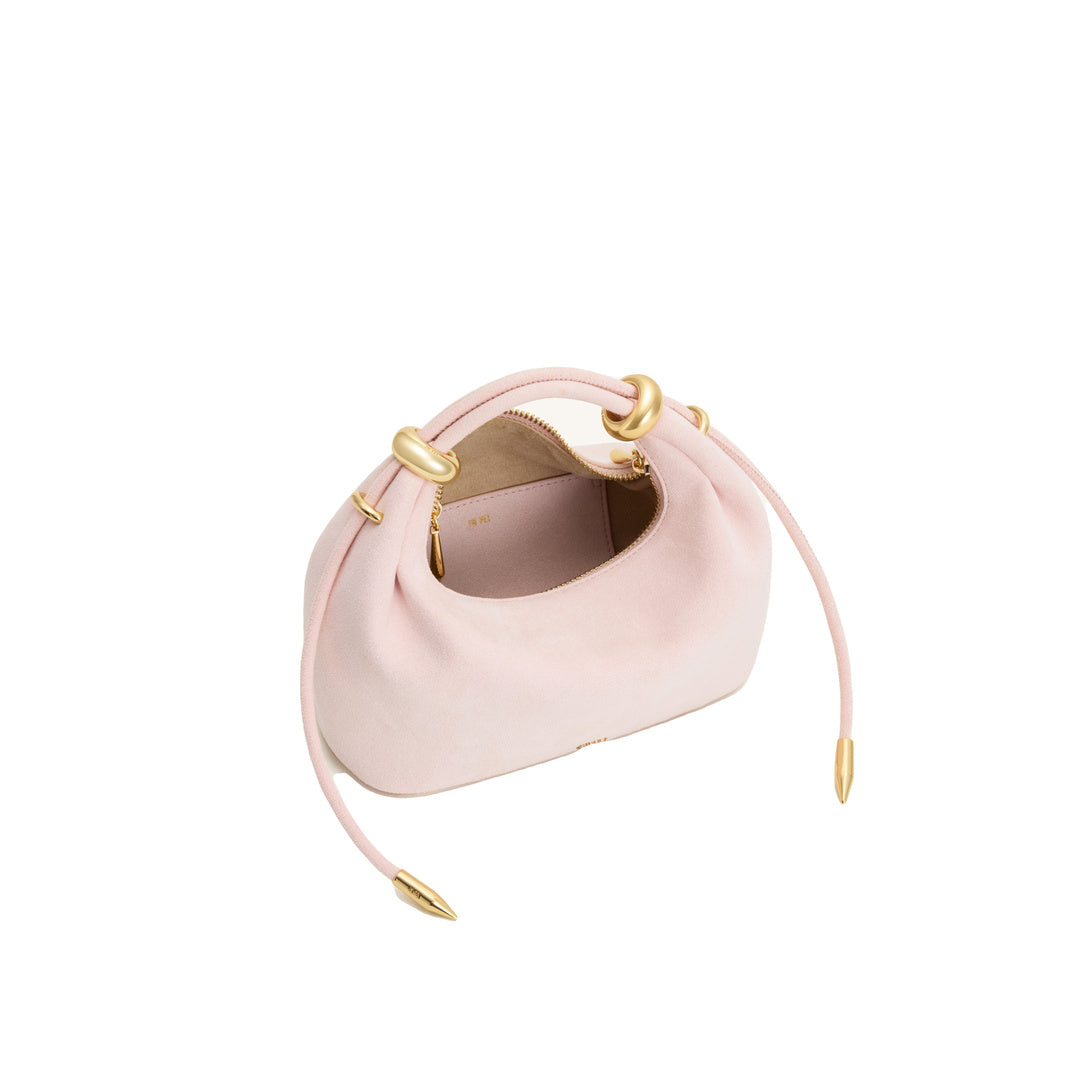 JW PEI Ellie Faux Suede Metal Ring Embellished Top Handle Bag - Pink