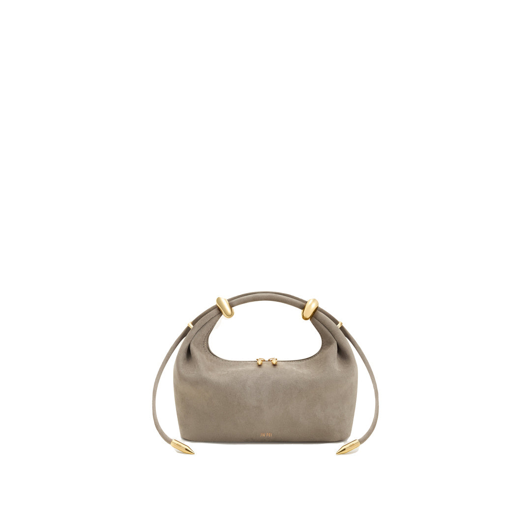 JW PEI Ellie Faux Suede Metal Ring Embellished Top Handle Bag - Grey