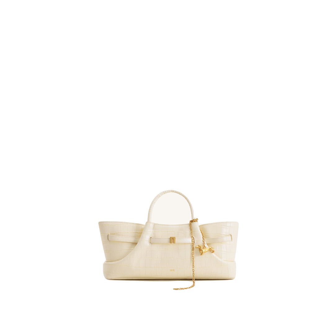 JW PEI Maeve Dachshund Metal Charm Tote Bag - Ivory Croc