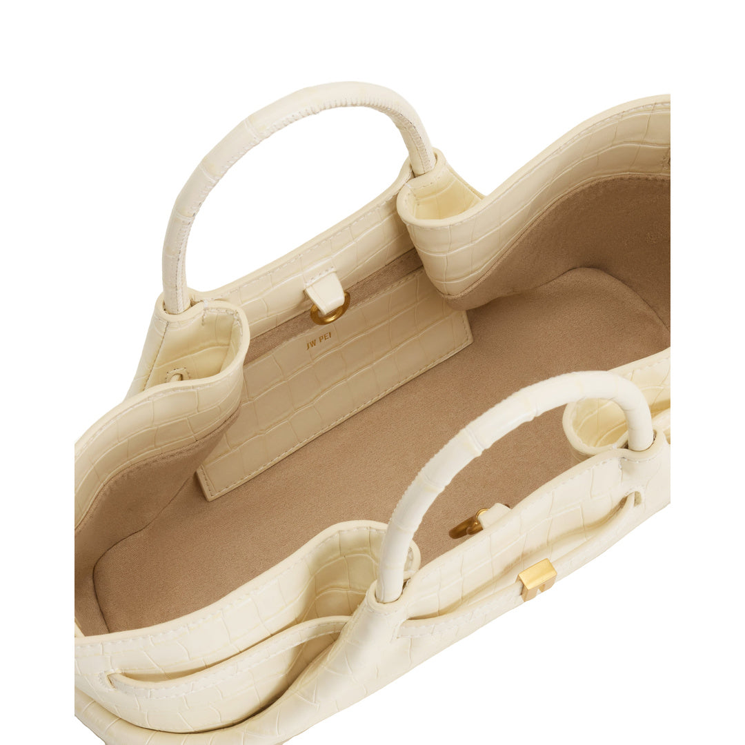 JW PEI Maeve Dachshund Metal Charm Tote Bag - Ivory Croc