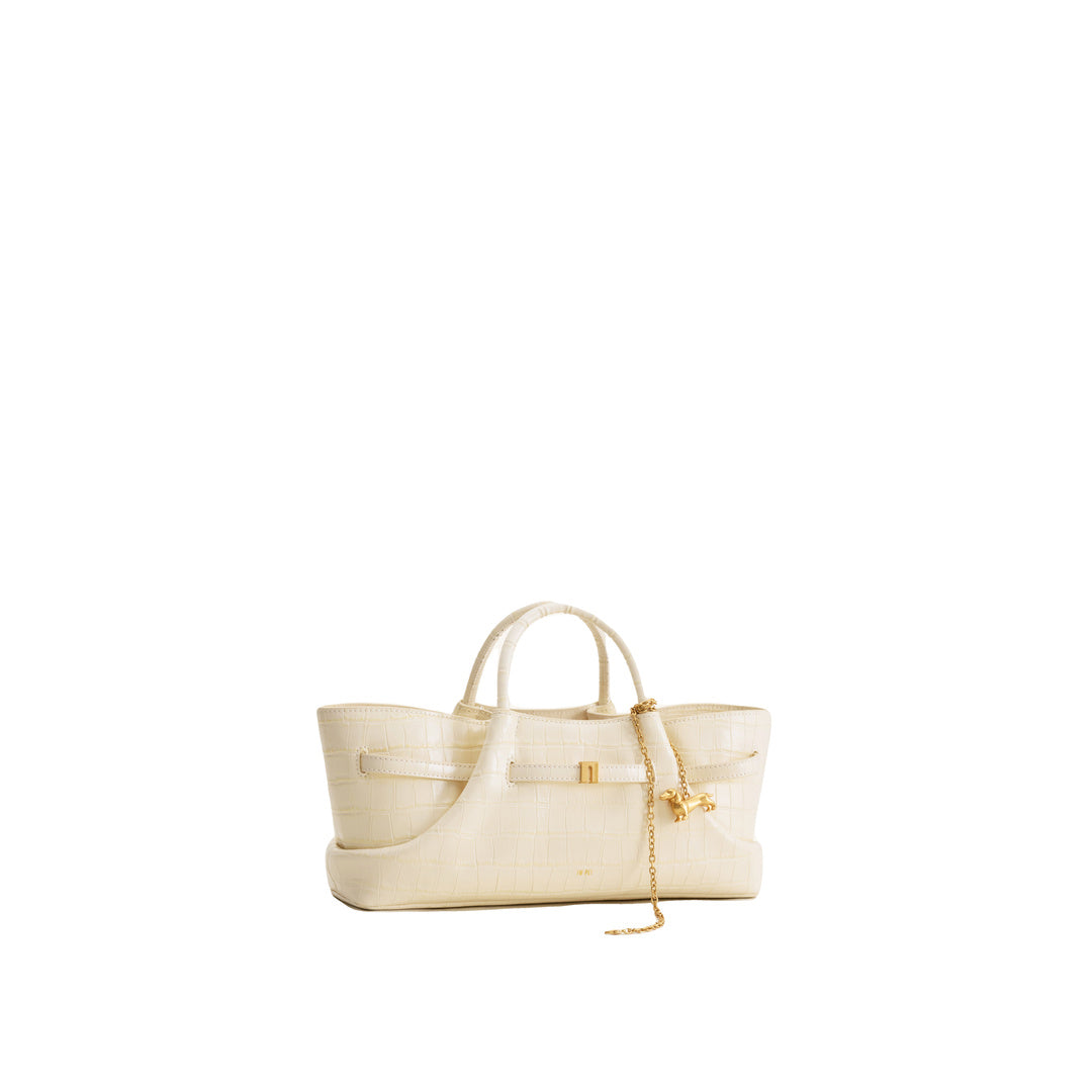 JW PEI Maeve Dachshund Metal Charm Tote Bag - Ivory Croc