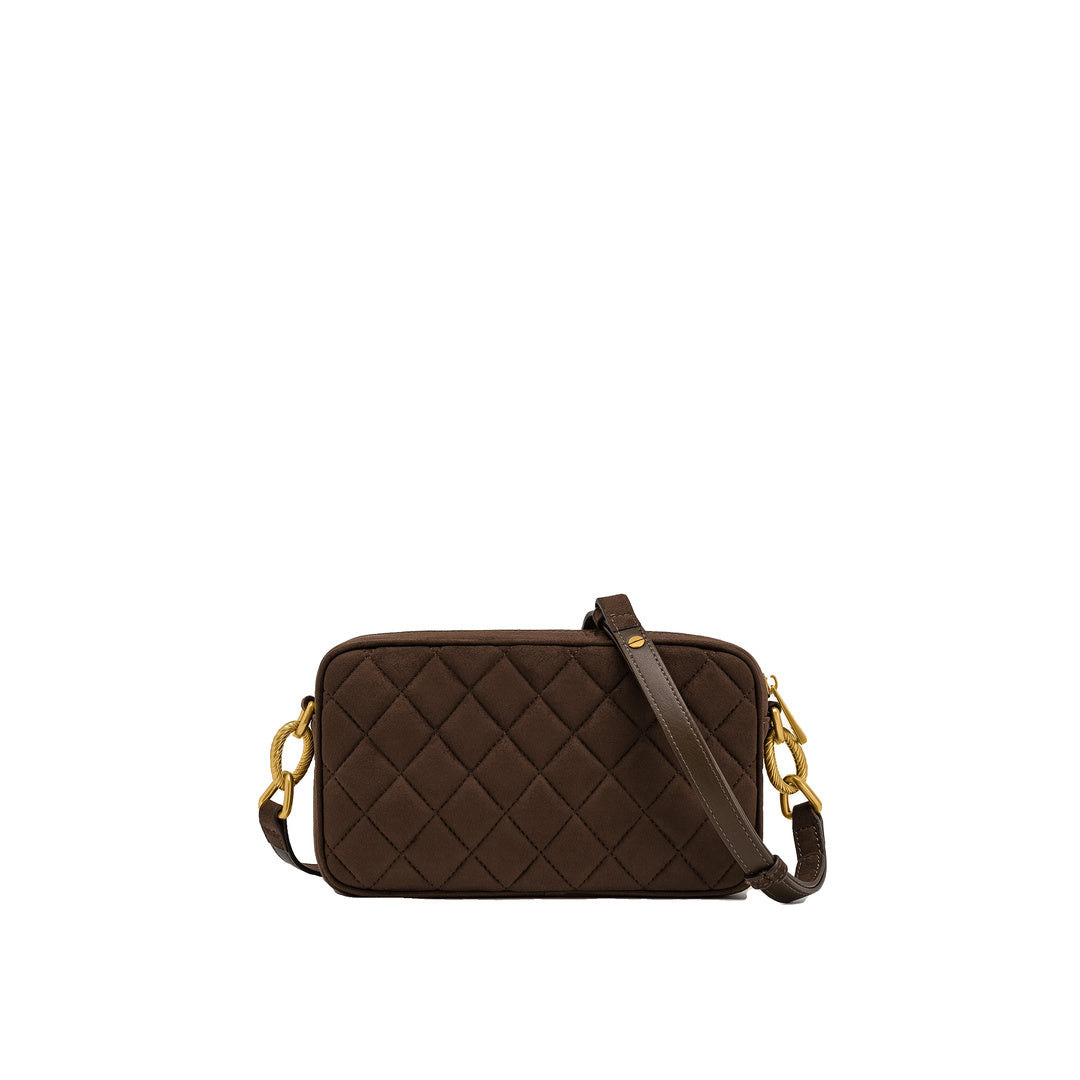 JW PEI Riley Faux Suede Dachshund Quilted Shoulder Bag - Dark Brown