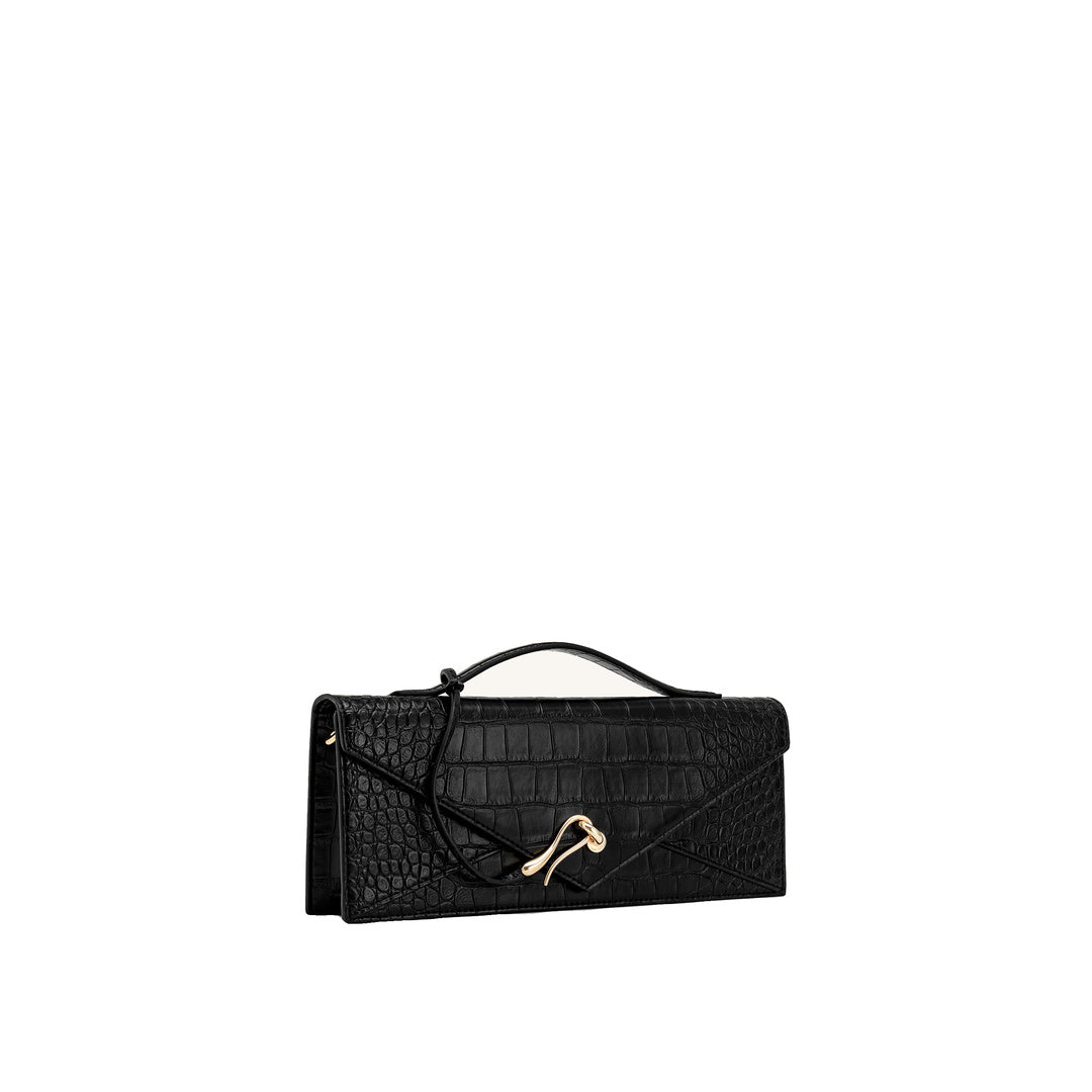 JW PEI Celeste Envelope Top Handle Bag - Black Croc